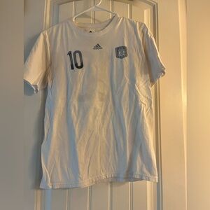Adidas Kids White and Blue Soccer Tee